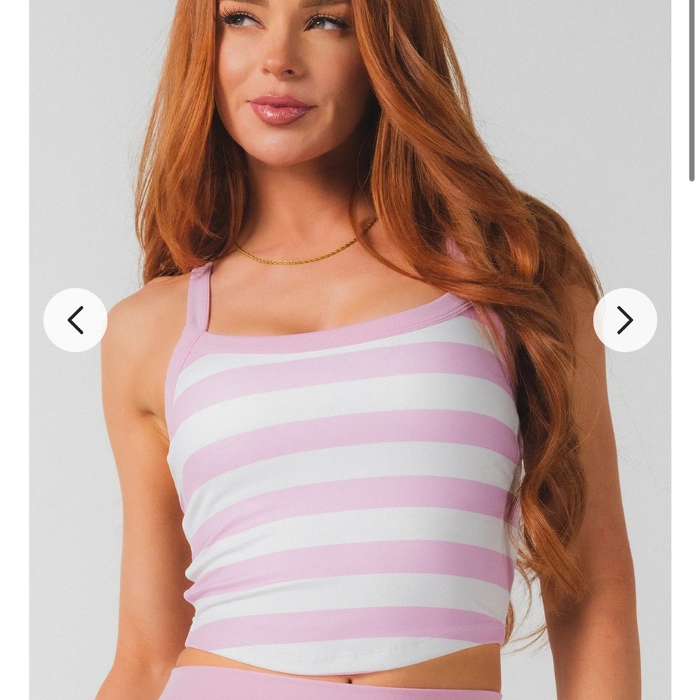 Striped Pink & White Tank Top